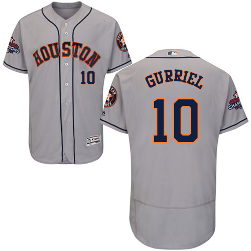 Astros #10 Yuli Gurriel Grey Flexbase Authentic Collection World Series Champions Stitched MLB Jersey - Click Image to Close